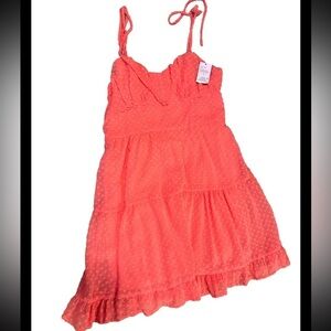 Wild Fable Sleeveless Heart Clip Dot Fit & Flare Mini Dress Coral Magenta SZ L